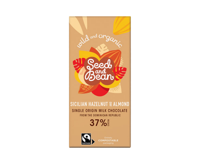 Seed and Bean 37% mléčná čokoláda lískové oříšky a mandle SMOOTH PRALINE BIO 75 g