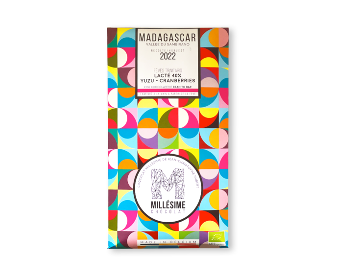 MILLÉSIME 40% mléčná čokoláda - MADAGASCAR YUZU - CRANBERRIES 70 g