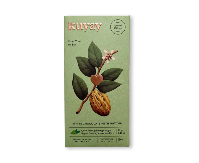 KUYAY bílá čokoláda AMAZONAS BAGUA GRANDE JAHUANGA WITH MATCHA 70 g
