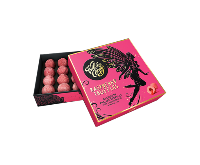Willie's Cacao 36% bílé truffles Raspberry 110 g