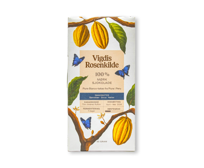 Vigdis Rosenkilde 100% hořká čokoláda PERU PIURA BLANCO 60 g