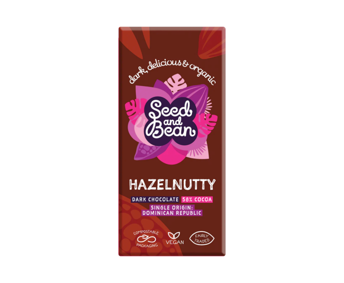 Seed and Bean 58% hořká čokoláda s lísk. oříšky HAZELNUTTY BIO 75 g