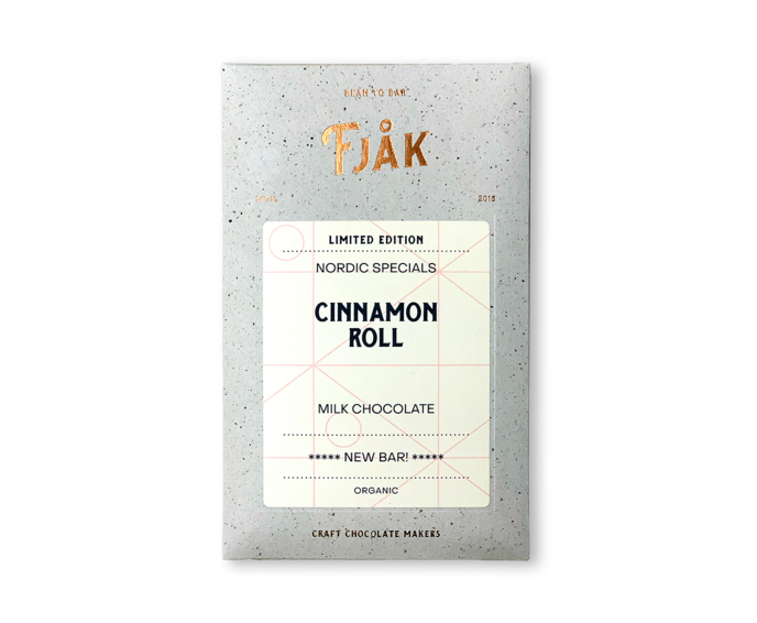 FJAK Sjokolade 45% mléčná čokoláda CINNAMON ROLL se skořicovým šnekem BIO 60 g