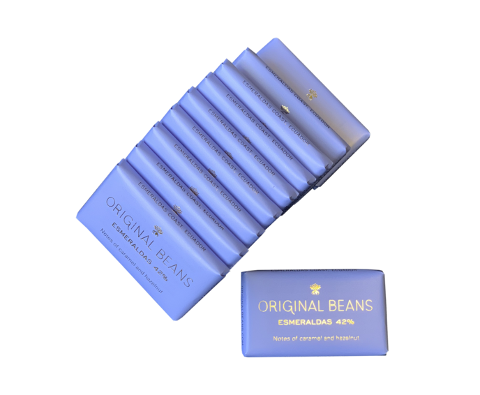 Original Beans DESÍTKA sada Esmeraldas 42% mléčná čokoláda BIO 120 g