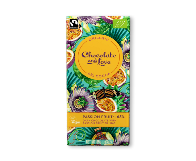 CH&L 65% hořká čokoláda PASSION FRUIT VEGAN BIO 80 g