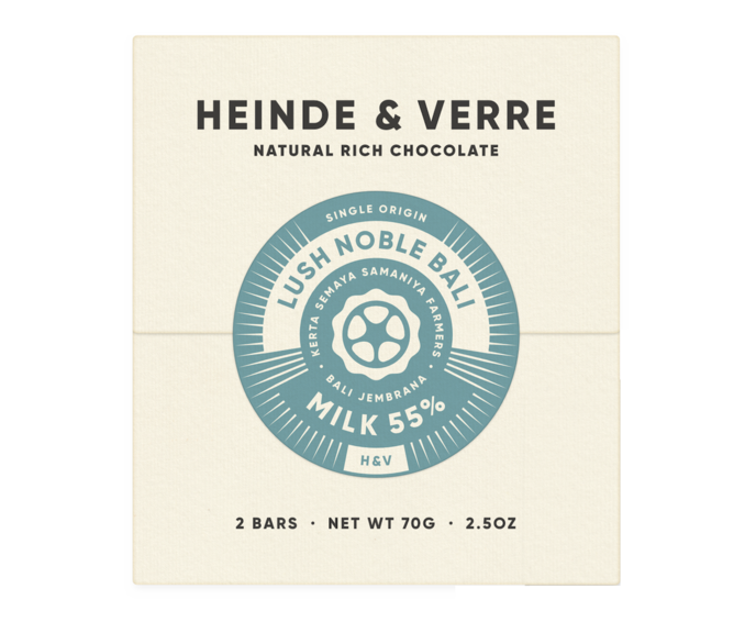 Heinde & Verre 55% mléčná čokoláda Lush Noble Bali Milk 70 g
