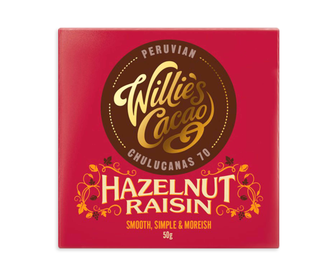 Willie's Cacao EXP 70% hořká čokoláda Hazelnut Raisin Chulucanas 50 g