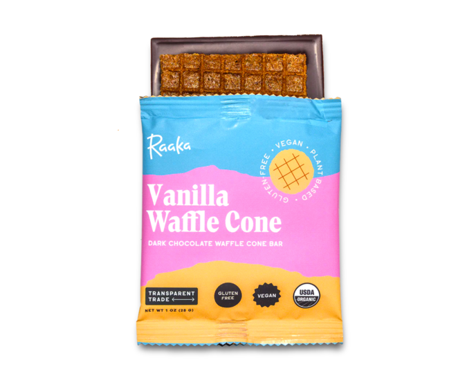 Raaka 61% hořká čokoláda VANILLA WAFFLE CONE 28 g