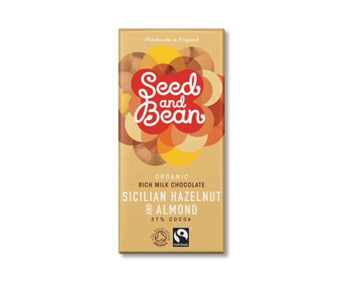 Seed and Bean 37% mléčná čokoláda sicilské oříšky a mandle BIO 85 g