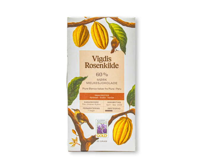 Vigdis Rosenkilde 60% mléčná čokoláda PERU PIURA BLANCO 60 g
