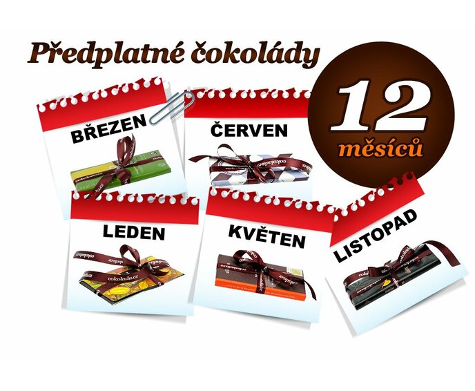 Předplatné čokolády na 12 měsíců, 1 tabulka (hořká i mléčná)