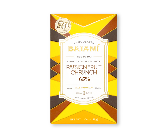 Baianí Chocolates 65% hořká čokoláda PASSIONFRUIT CRUNCH VALE POTUMUJU 58 g