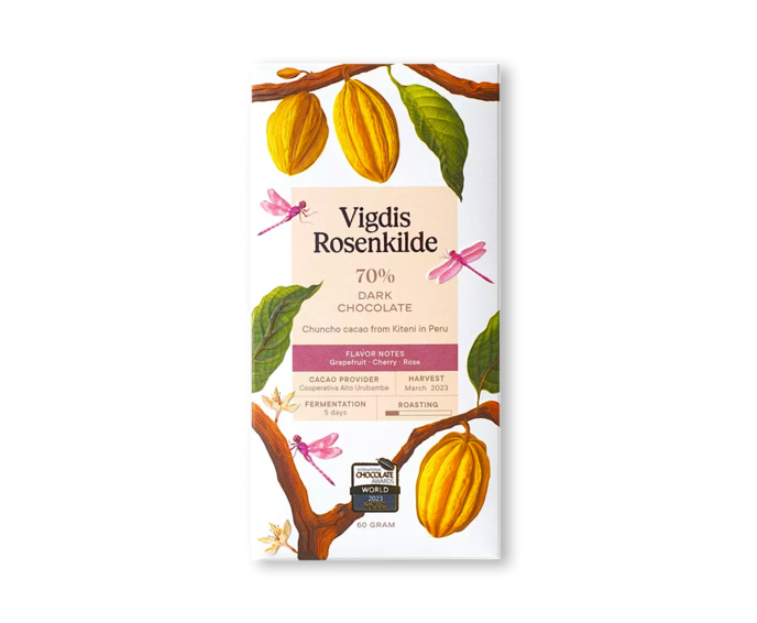 Vigdis Rosenkilde 70% hořká čokoláda PERU CHUNCHO KITENI 60 g