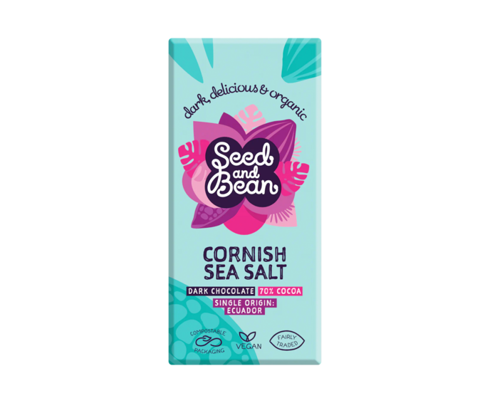 Seed and Bean 70% hořká čokoláda Ekvádor mořská sůl CORNISH BIO 75 g