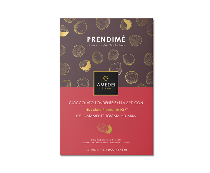 Amedei Prendimé 66% hořká čokoláda s lískovými oříšky 500 g