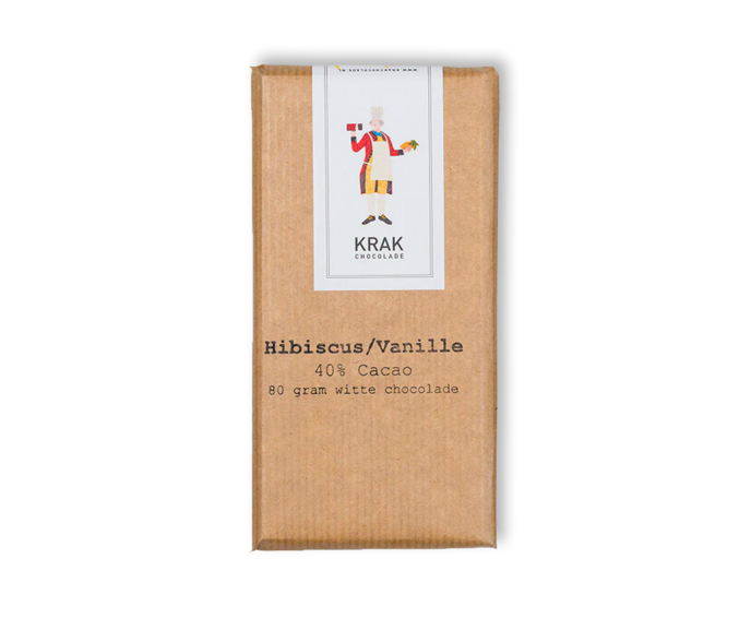 KRAK 40% bílá čokoláda HIBISCUS/VANILLA s ibiškem a vanilkou 80 g