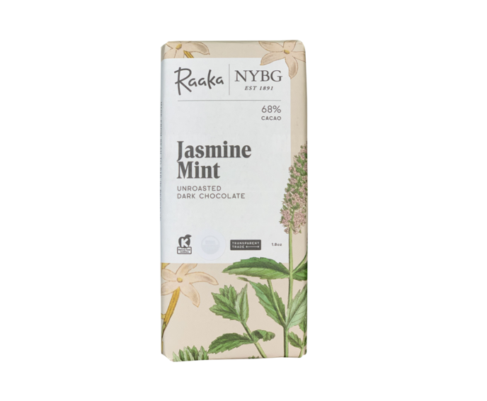 Raaka 68% hořká čokoláda Jasmine Mint Limited Edition 50 g