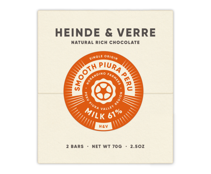 Heinde & Verre 61% mléčná čokoláda Smooth Piura Peru 70 g