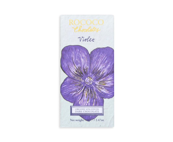 Rococo 65% hořká čokoláda - fialka BIO 70g