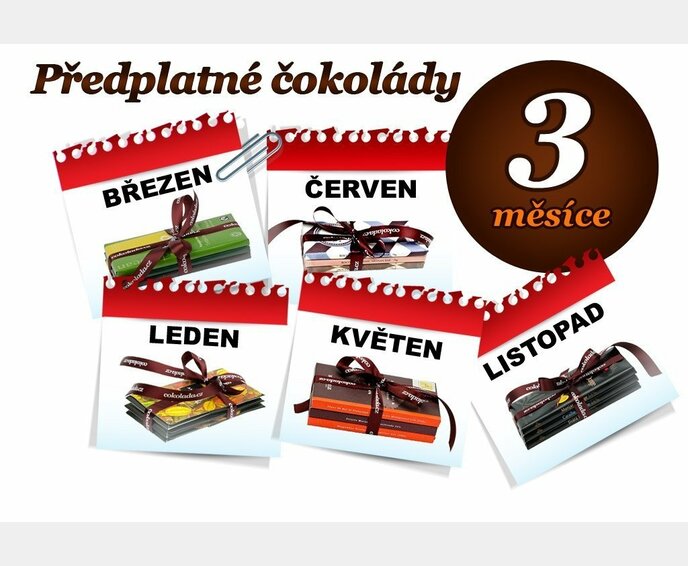 Předplatné čokolády na 3 měsíce, 3 tabulky (hořká i mléčná)