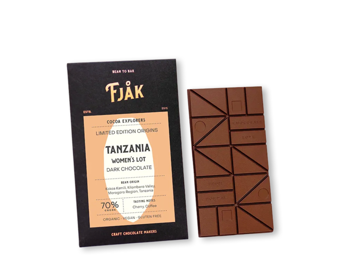 FJAK Sjokolade 70% hořká čokoláda TANZANIE CINNAMON FERMNETED LIMITED 60 g