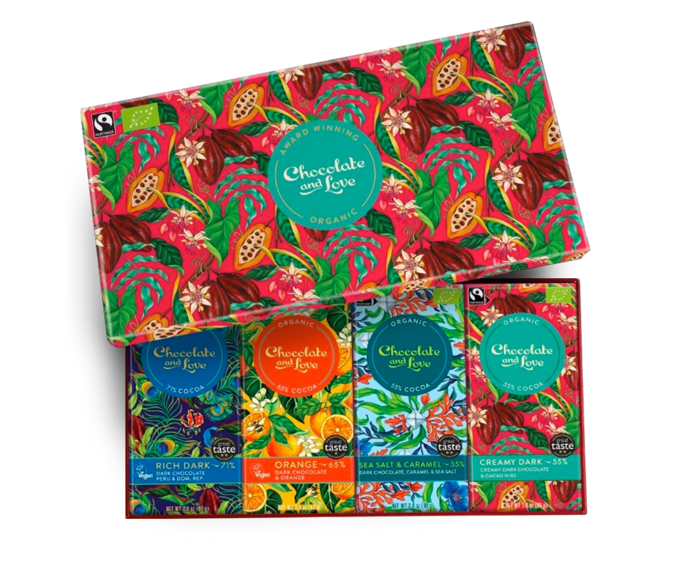 CH&L dárkové balení čokolád Creamy Dark BIO 4 x 80 g