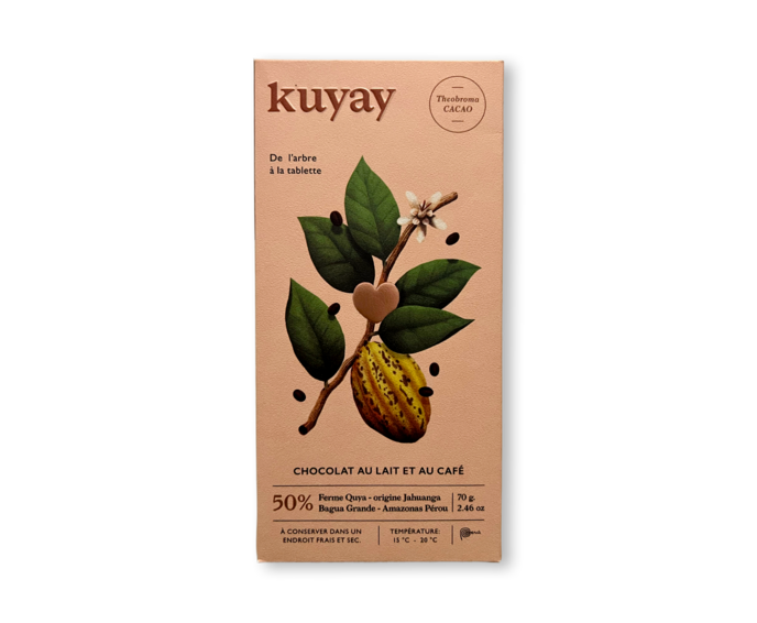 KUYAY 50% mléčná čokoláda AU LAIT ET AU CAFÉ s kávou 70 g