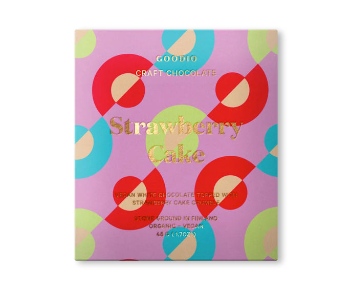GOODIO 20% vegan bílá čokoláda STRAWBERRY CAKE 48 g