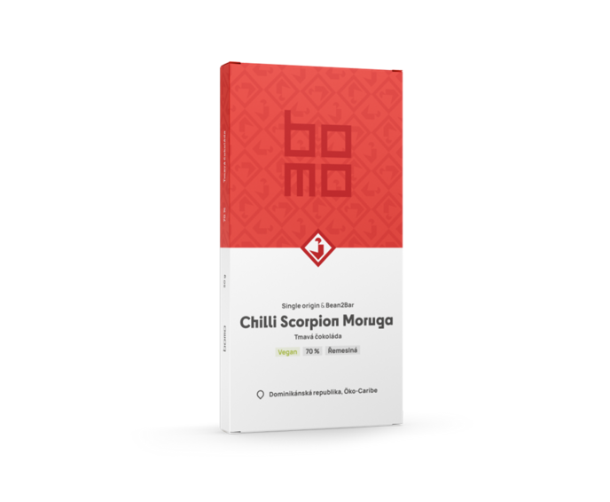 BOMO 70% hořká čokoláda CHILLI SCORPION MORUGA, Dominikánská republika, Öko Caribe 50 g