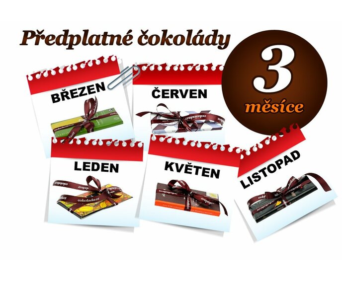 Předplatné čokolády na 3 měsíce, 1 tabulka (hořká i mléčná)