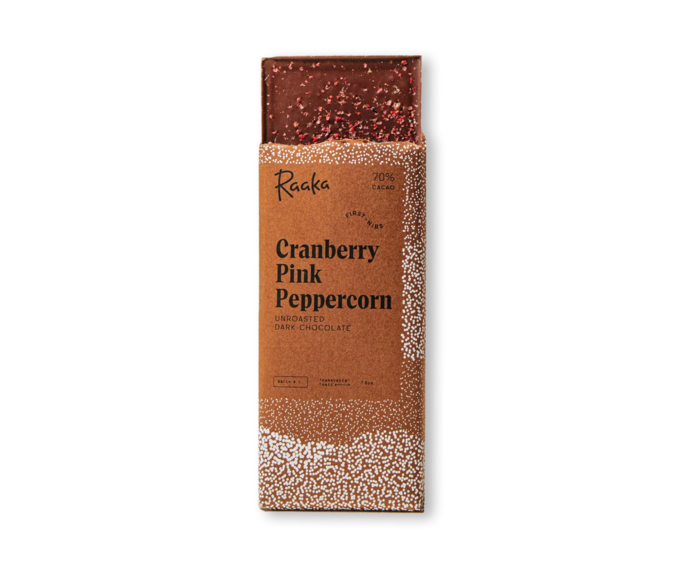 Raaka 70% hořká čokoláda Cranberry Pink Peppercorn 50 g