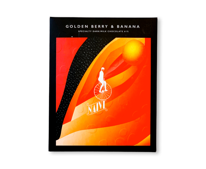 NAIVE 61% mléčná čokoláda GOLDEN BERRY AND BANANA 57 g