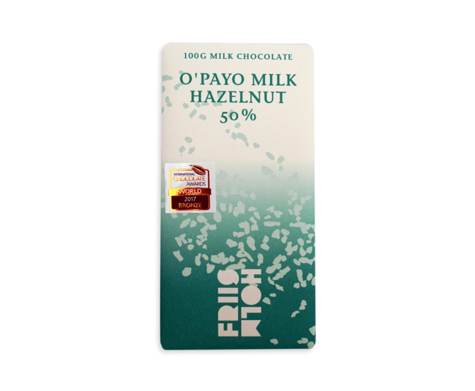 FRIIS-HOLM 50% mléčná čokoláda s ořechy O´PAYO HAZELNUT BIO 100 g