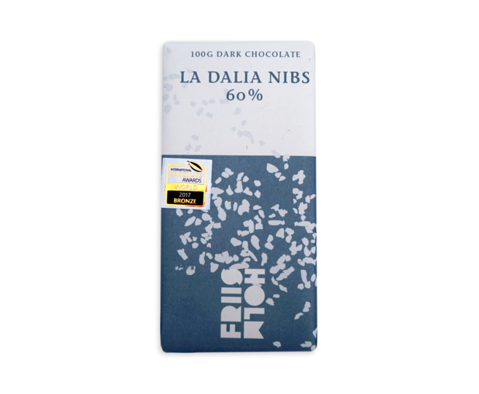 FRIIS-HOLM 60% hořká čokoláda s boby LA DALIA NIBS 100 g