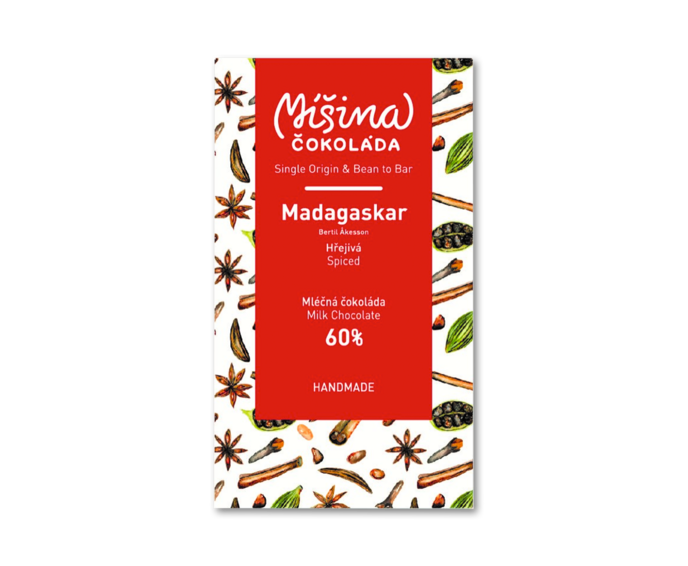 Míšina čokoláda 60% mléčná čokoláda - Madagaskar Spiced Hřejivá s kořením 50 g