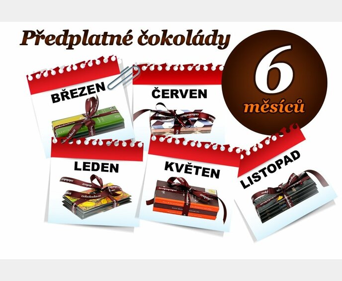 Předplatné čokolády na 6 měsíců, 3 tabulky (mléčná)