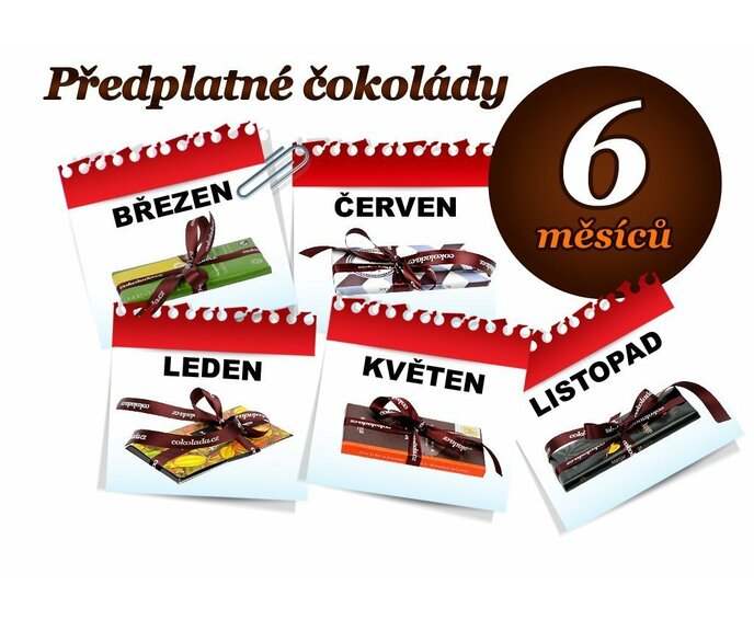 Předplatné čokolády na 6 měsíců, 1 tabulka (hořká i mléčná)