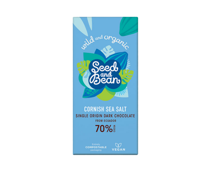 Seed and Bean 70% hořká čokoláda Ekvádor mořská sůl Cornish BIO 75 g