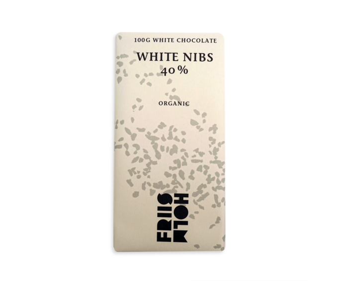 FRIIS-HOLM 40% bílá čokoláda s kakaovými boby WHITE NIBS BIO 100 g