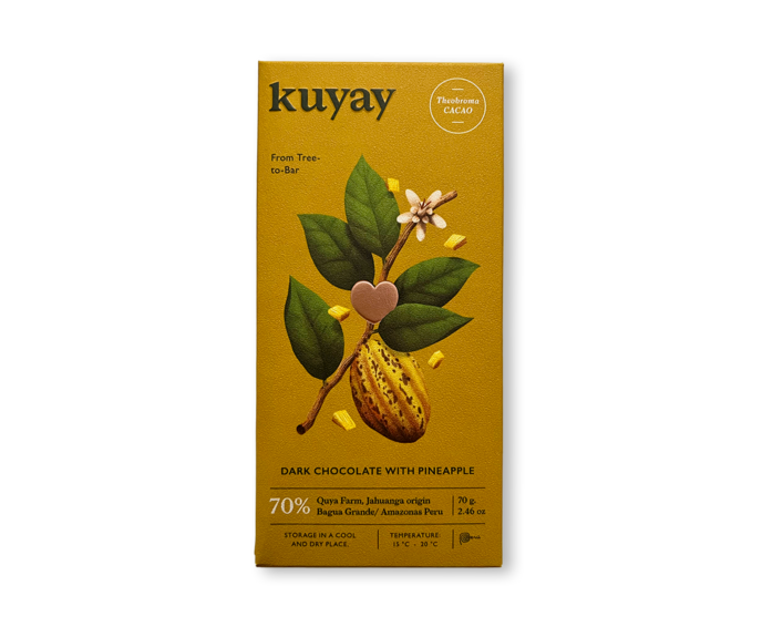 KUYAY 70% hořká čokoláda PINEAPPLE s ananasem 70 g