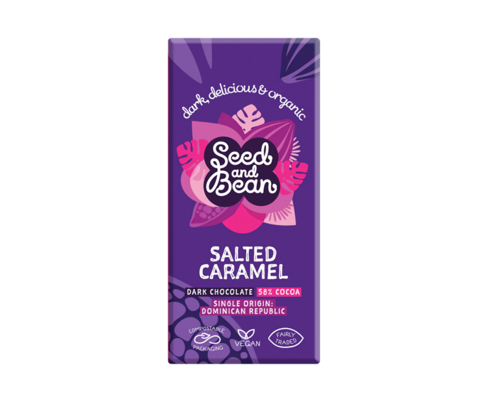 Seed and Bean 58% hořká čokoláda se slaným karamelem BIO 75 g