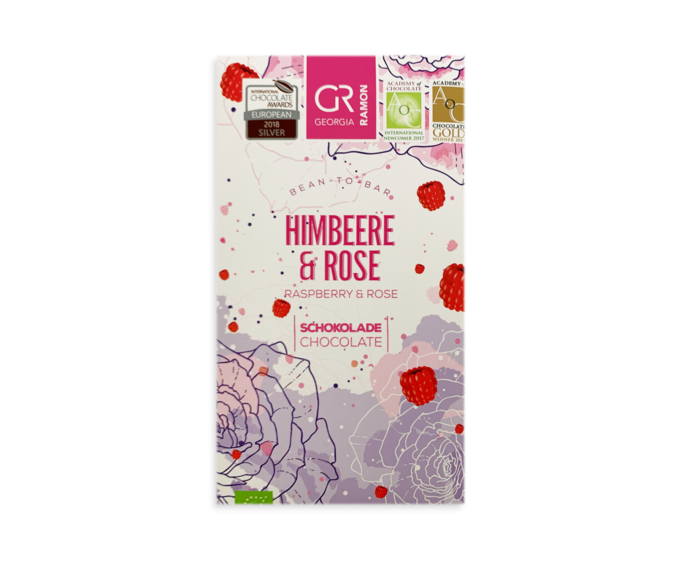 GR 40% bílá čokoláda - maliny a růže BIO 50 g