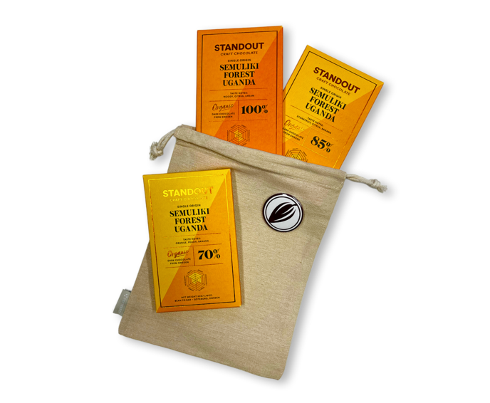 Standout Chocolate degustační sada čokolád DEGUSTACE UGANDY BIO 150 g