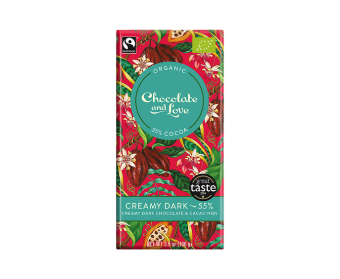 CH&L 55% hořkomléčná smetanová čokoláda CREAMY DARK - kakaové boby BIO 80 g