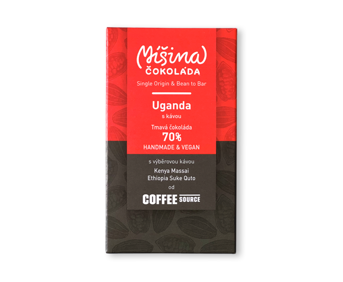 Míšina čokoláda 70% hořká čokoláda UGANDA S KÁVOU Kenya Massai Ethiopia Suke Quto 50 g