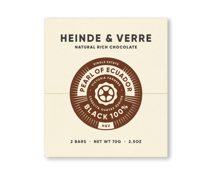 Heinde & Verre EXP 100% hořká čokoláda Pearl of Ecuador Black 70 g