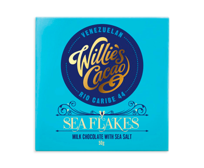 Willie's Cacao 44% mléčná čokoláda s mořskou solí Sea Flakes Rio Caribe 50 g