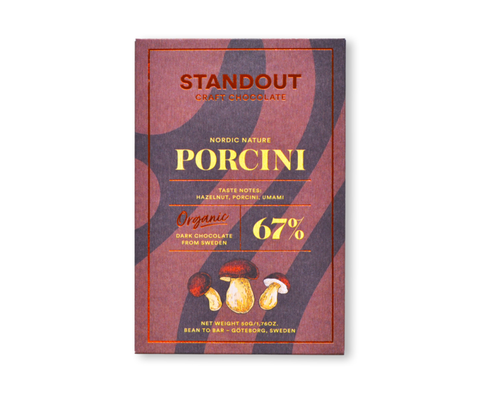 Standout Chocolate 67% hořká čokoláda PORCINI s hřiby BIO 50 g