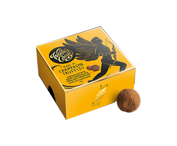 Willie's Cacao 72% hořké truffles Marc de Champagne 35 g