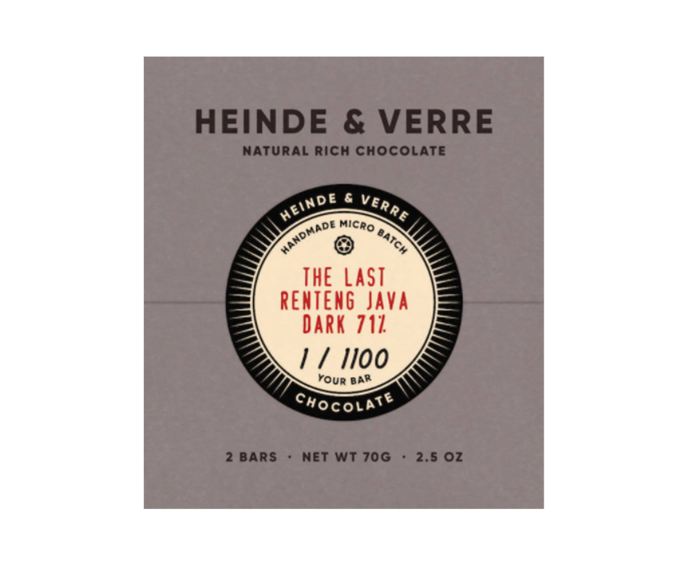 Heinde & Verre 71% hořká čokoláda JAVA Limited Edition 70 g